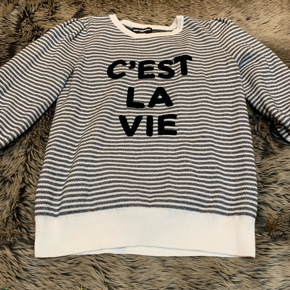 Karl Lagerfeld Paris Women's C'est La Vie Striped Sweater Size S/CH/P